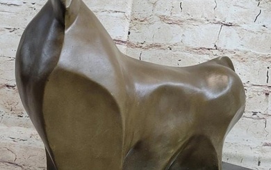 Botero Inspired Modern Abstract Bull Bronze Sculpture - 10.5" x 12"