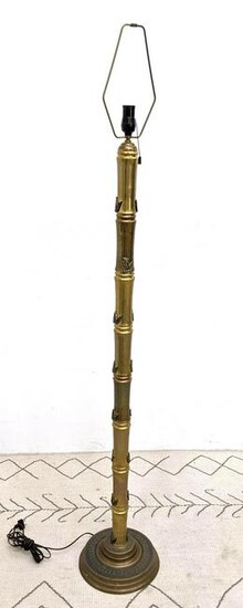 Brass Faux Bamboo Floor Lamp. Asian style decoration.