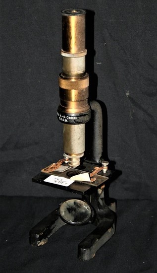 Brass and cast field microscope by Schutz Cassel D.R.G.M. ci...