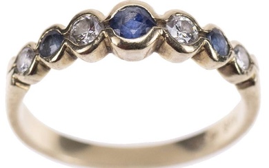 Brillanten Saphir Ring, 585 Gold, 4 Brillanten von zus. ca....