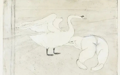 British School, 20th Century, Leda and The Swan; etching with aquatint on...