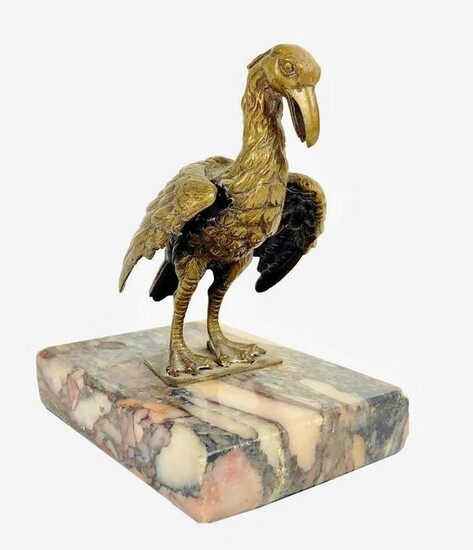 Bronze Bird On Marble Base, 19th Century
