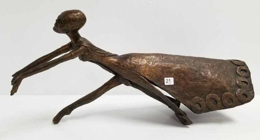 Bronze figure of a dancer - unsigned - 24" long (crack