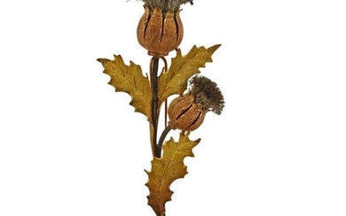 Buccellati 18k Tri Color Gold Thistle Brooch Pin