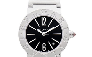 Bulgari 102073 - Black Lacquered Dial Stainless Steel Quartz Ladies Watch