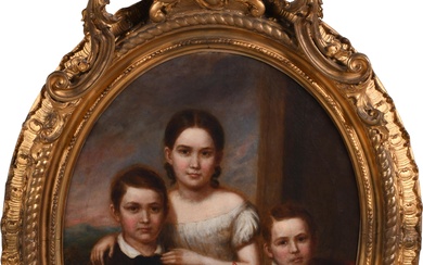 CHARLES BIRD KING, AMERICAN, NEW YORK, WASHINGTON, D.C. 1785-1862, DAINGERFIELD CHILDREN OF ALEXANDRIA: MARY HELEN (1842-1875); WILLIAM BATHURST (1845-1917); EDWARD LONSDALE (1847-1925), 1853, Oil on canvas, 29 x 24 1/4