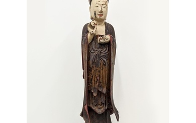 CHINESE CARVED LACQUER FIGURE, painted, 92cm H.