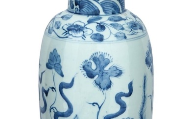 CHINESE QING BLUE AND WHITE PORCELAIN GINGER JAR