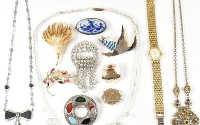 COLLECTION OF COSTUME JEWELLERY INCLUDING CELTIC MIRACLE BROOCH