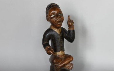 CONGO Statue coloniale en bois polychrome XXe, dans le style des KONGO H : 52...