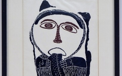 Canadian Inuit Anthropomorphic Woodblock Print