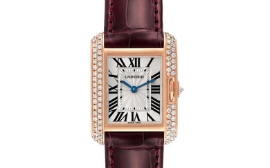 Cartier Tank Anglaise Rose Gold Silver Dial Diamond Ladies Watch
