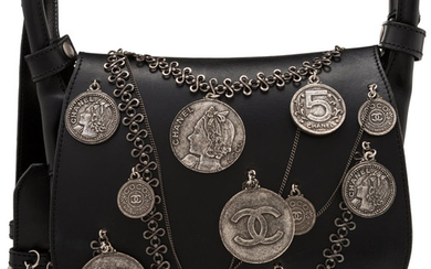 Chanel Black Leather Medallion Coins Saddle Bag Condition: 2...