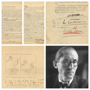 Charles-Édouard Jeanneret-Gris alias Le Corbusier Designer - Autograph; Article on Domus about Villa Vismara from Capri with corrections and Original Drawing - 1937