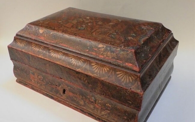 China decor wig box - Louis XV - lacquered wood and Martin varnish - Mid 18th century