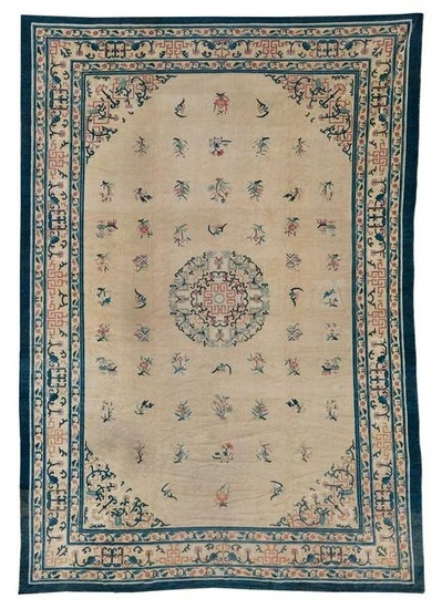 Chinese Blue and White Hand Knotted Carpet
