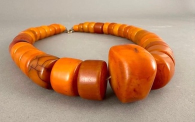 Chinese Butterscotch Amber Bead Necklace