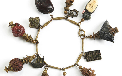 Chinese Charm Bracelet w/ Carved Nuts