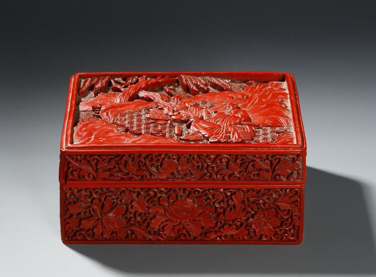 Chinese Cinnabar Lacquer Box and Cover