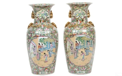 Chinese Famille Rose Porcelain Palace Floor Vases