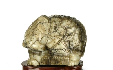 Chinese Jade Carved Elephant, Ming
