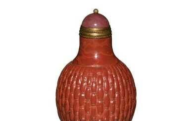 Chinese Red Peking Glass Snuff Bottle, 18th Century