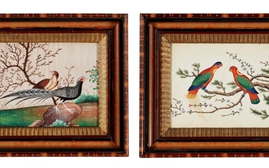 Chinese School (19th Century), Two studies of birds in landscapes