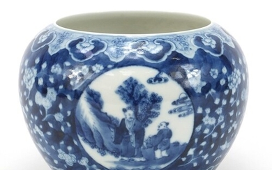 Chinese blue and white porcelain prunus ground vase hand pai...
