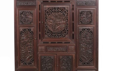 Chinese carved hogmu cabinet, Minguo