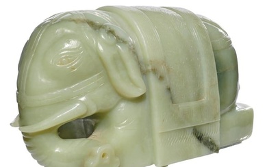 Chinese celadon jade elephant figure