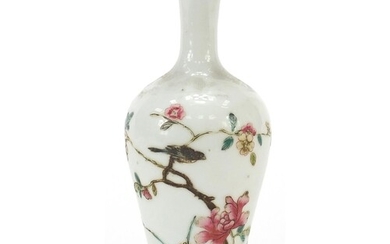 Chinese porcelain vase hand painted in the famille rose pale...