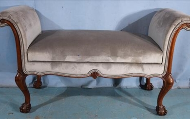 Chippendale bench with blue velvet