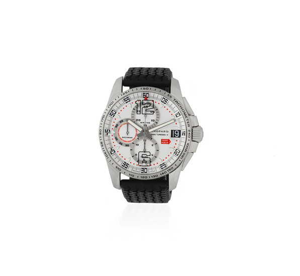 Chopard. A Limited Edition stainless steel automatic calendar chronograph drivers wristwatch