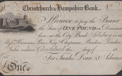 Christchurch & Wimborne Bank, for Tunks, Dean & Adams, proof £1, 18-,...