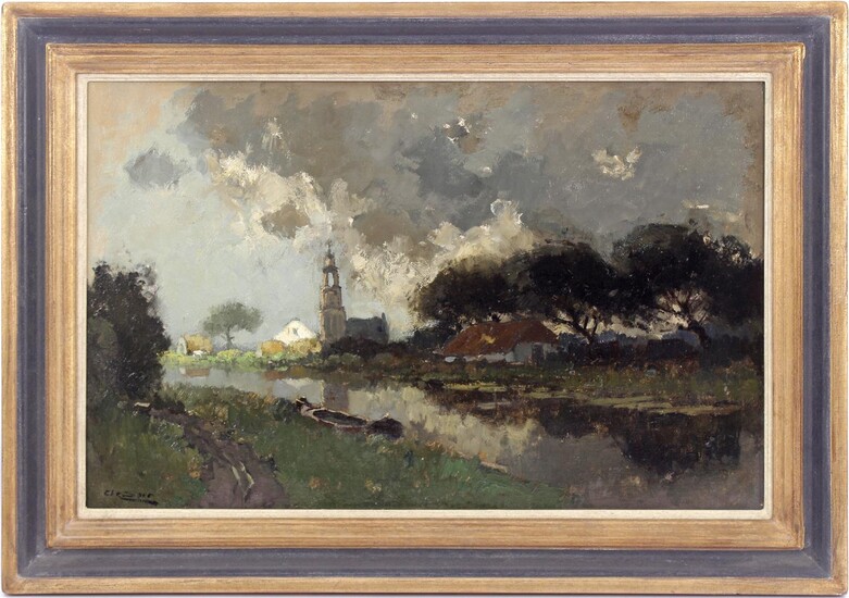 Christiaan Soer (1882-1961), View of Rhenen with threatening weather, canvas...