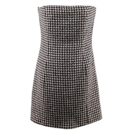 Christian Dior Houndstooth Wool Cashmere Bustier Dress