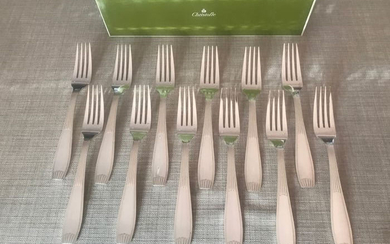 Christofle modèle Atlas Luc Lanel - Forks for dinner (12) - Silver plated