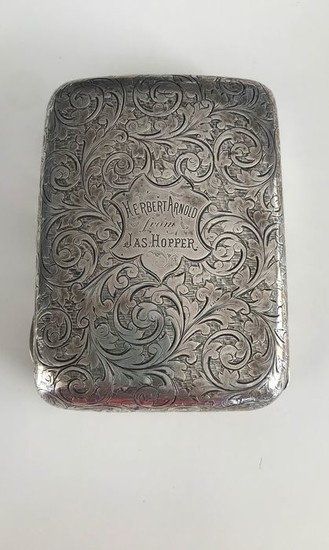Cigarette case - .925 silver - Birmingham 1889 - England - Late 19th century