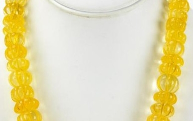 Citrine Hand Carved & Graduated Bead Necklace