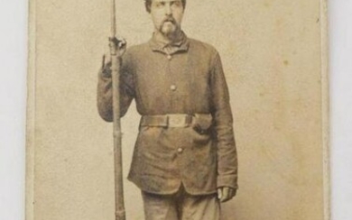 Civil War CDV of Soldier With Flintlock Musket