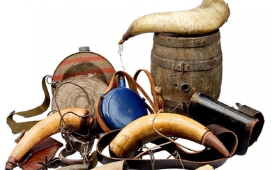 Civil War Reenactment Assortment: Keg,Gun, Horns