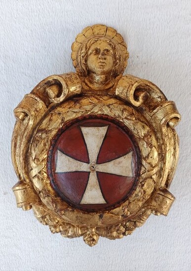 Coat of arms - "Maltese Cross" - Wood - 19th century