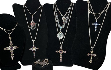 Collection Sterling Silver Cross Necklaces, Earrings