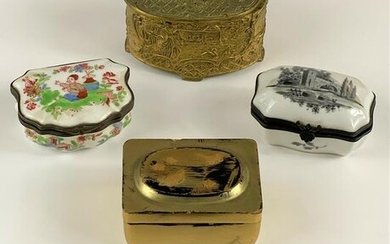 Collection of Porcelain, Lacquer and Silver Boxes