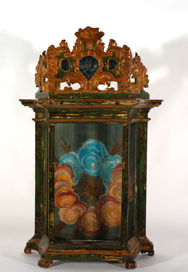 Colonial baroque polychrome urn, 18th century