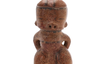 Costa Rica female figure of red-fired clay with line decoration. 1000–1400. H. 14
