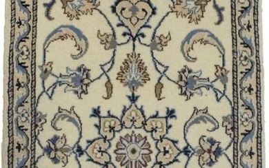 Cream Floral Classic Design 23X47 Hand-Knotted Area Rug Wool Oriental Carpet