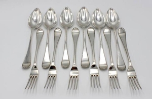 Cutlery set (12) - .925 silver - J.A. de Haas, Amsterdam - Netherlands - 1800-1824
