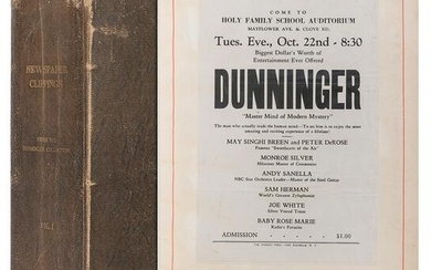 DUNNINGER, Joseph. Scrapbook of Dunninger’s