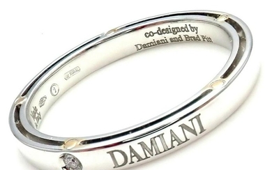 Damiani Brad Pitt 18k White Gold Diamond 3mm Band Ring